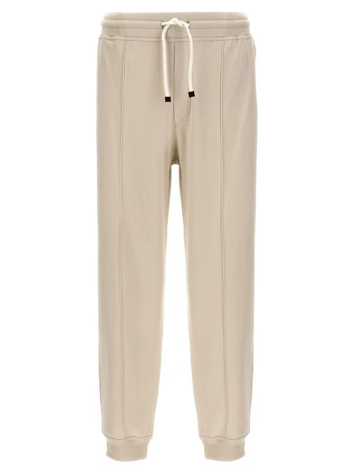 -Central Stitching Joggers Pantaloni Beige-Uomo