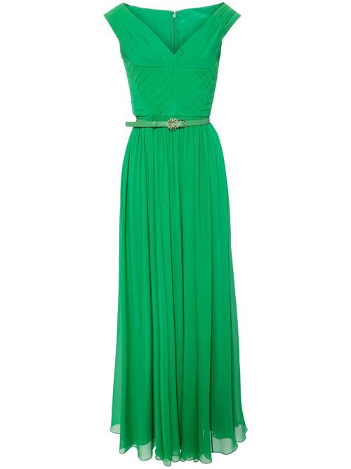 Pleated bodice silk dress - Green