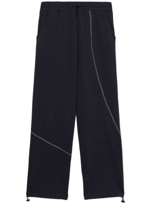 Contrast-stitching cotton track pants - Black