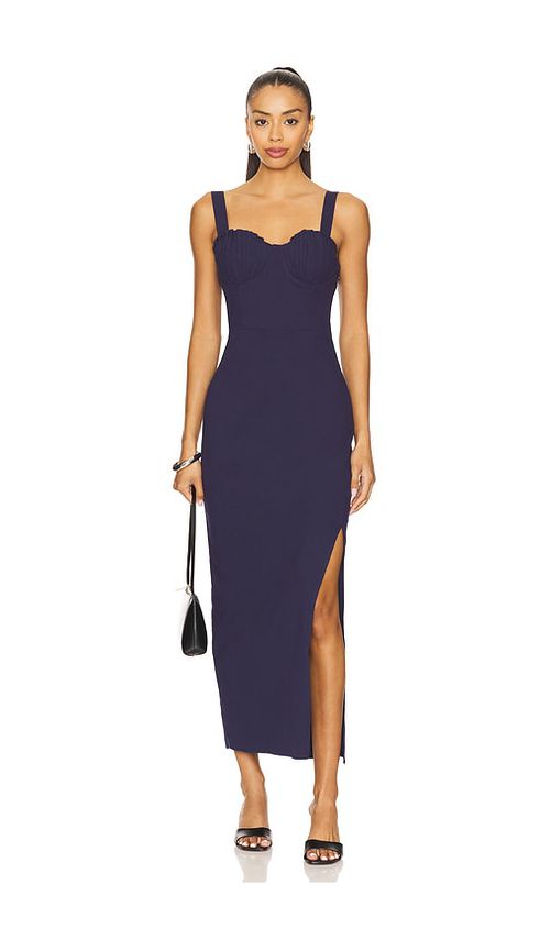 Line & Dot MAXIKLEID PERLA in Navy. Größe S. Also in L