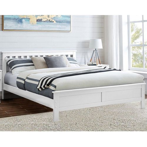 Azure White Wooden Solid Pine Quality Double Bed Frame (Bed Frame Only) Modern Simple Design