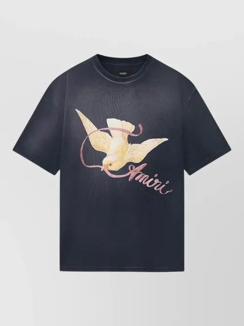 Amiri - ribbon logo graphic crew neck t shirt