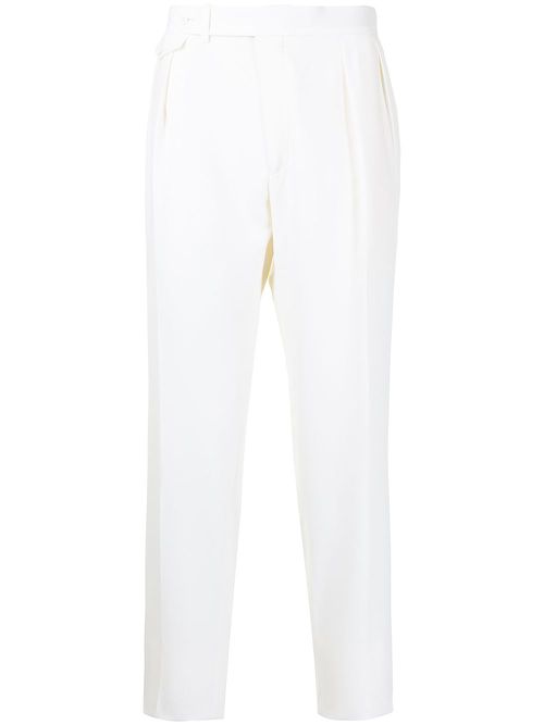 Double-pleat high-waisted trousers - White