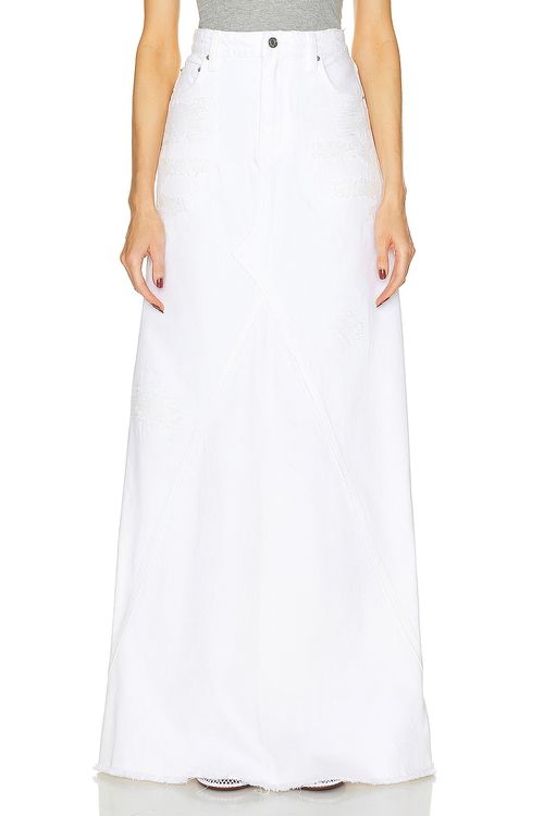 GRLFRND Fiona Godet Maxi Skirt in White Rip - White.  23 also in