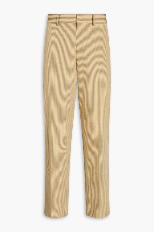 Striped cotton-blend jacquard straight-leg pants