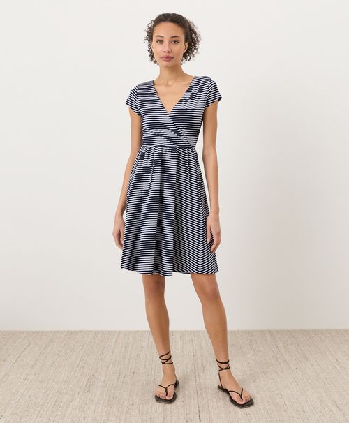 Women's Hudson Stripe Navy Blue Fit & Flare Crossover Dre