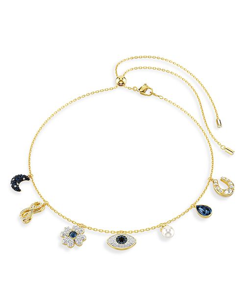Symbolica Crystal & Imitation Pearl Adjustable Choker Necklace in Gold Tone, 16.5-20.5