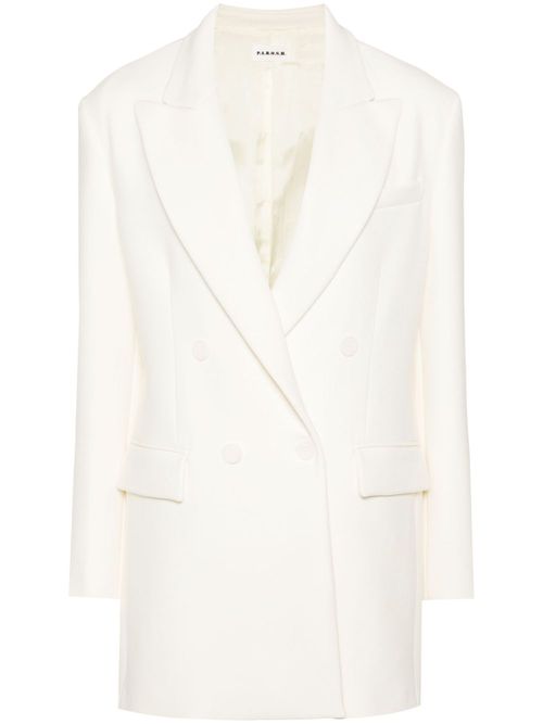 Double-breasted twill blazer - Neutrals