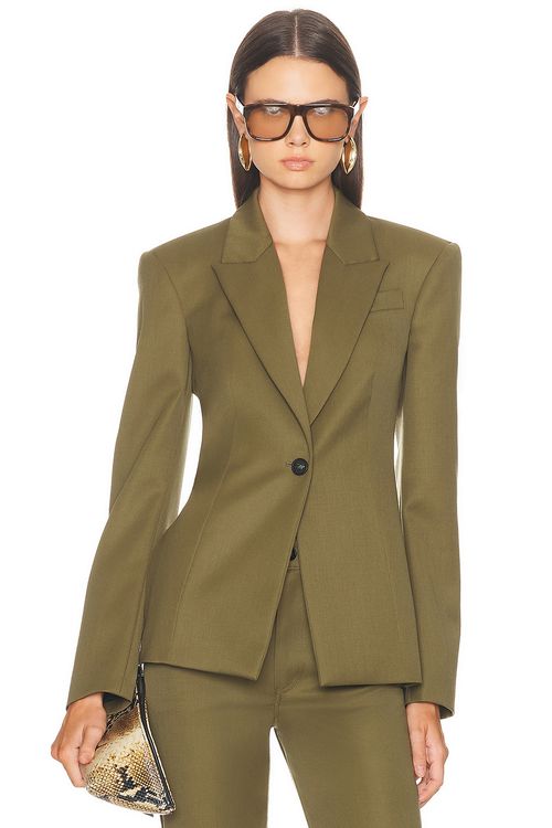 THE ATTICO Wool Blazer in Military Green - Olive. 38 also