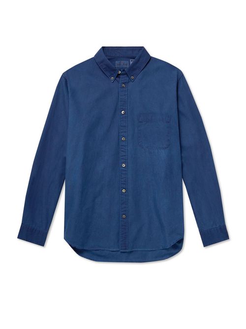 Button-Down Collar Indigo-Dyed Cotton Oxford Shirt