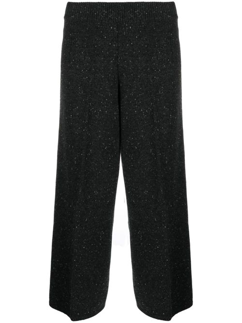 Pressed-crease merino cropped trousers - Black