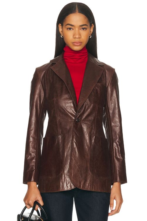 Polo Ralph Lauren Leather Blazer in Mahogany - Chocolate. 4 also