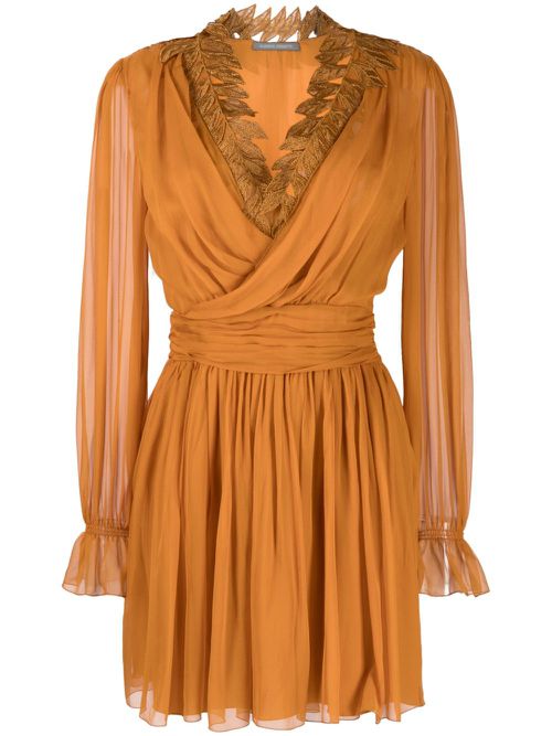 Ramage-lace silk mini dress - Orange
