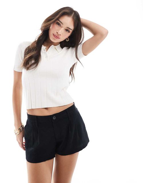 Hollister low rise linen short in black