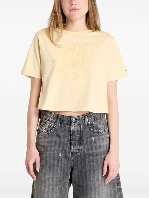 Embroidered-logo T-shirt - Yellow