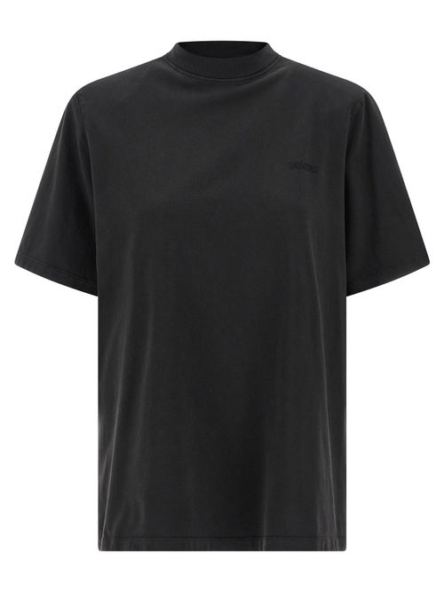Tone-on-Tone Embroidered Logo T-Shirt — Black