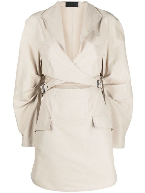 Cut-out-detail belted dress - Neutrals