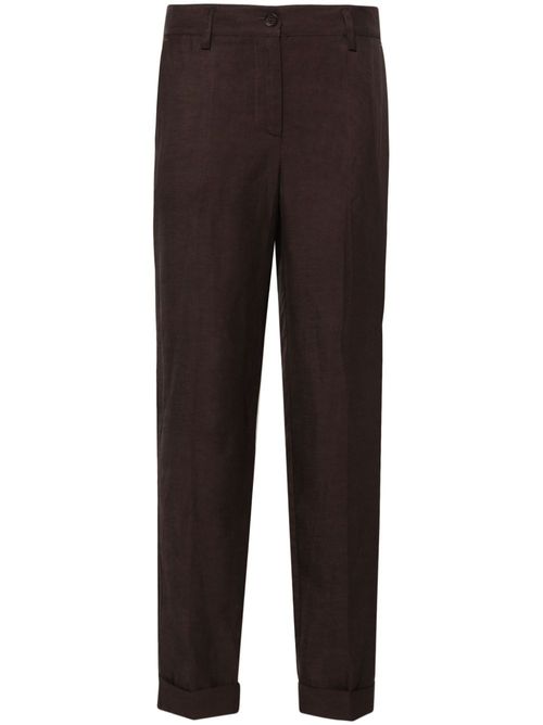 High-waist tapered trousers - Brown