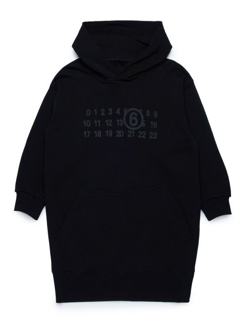 Numbers-motif cotton dress - Black