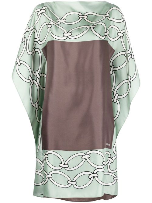Chain 1967 Foulard-print silk dress - Green