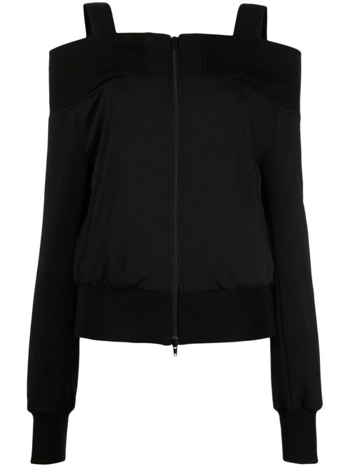 Drop-shoulder zipped top - Black