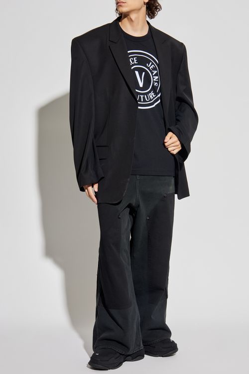 T-shirt With A Velvet Finish Print, Men's, Black
