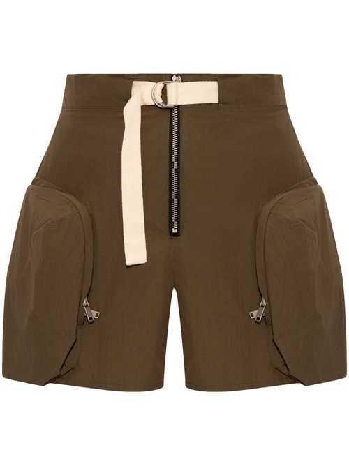 Zip-pockets cotton shorts - Brown