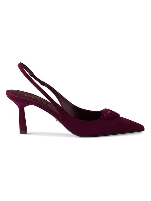 Women's Suede 75MM Slingback Pumps - Dark Red