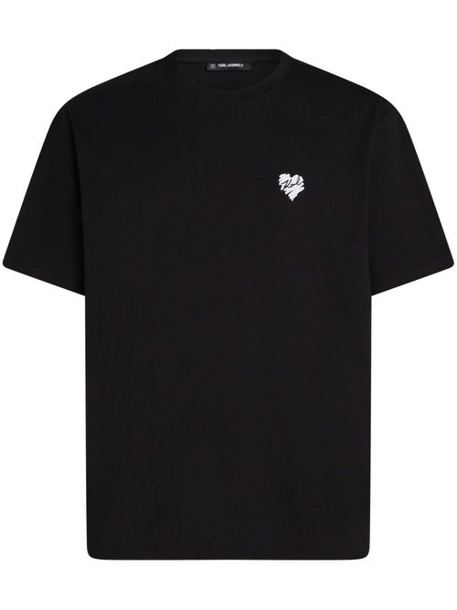 Heart-motif t-shirt - Black