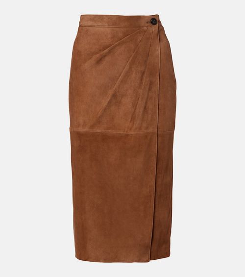 Jerez gathered suede pencil skirt