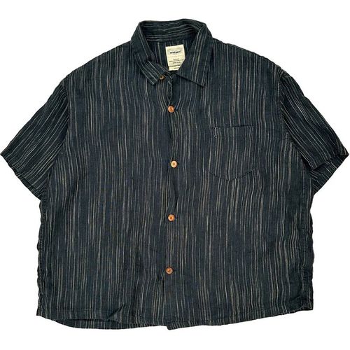 Sonofloong Striped Short Sleeve Shirt - Blue Linen