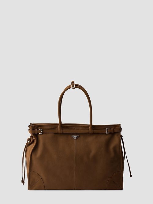 Men's Bonnie Nubuck Leather Tote Bag - Brown
