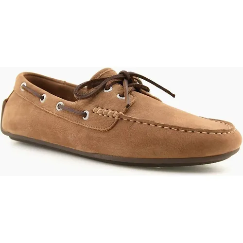 Men's Sperry Orland 2-Eye Driver Leather Men's Tan Boat Shoes - Brown
