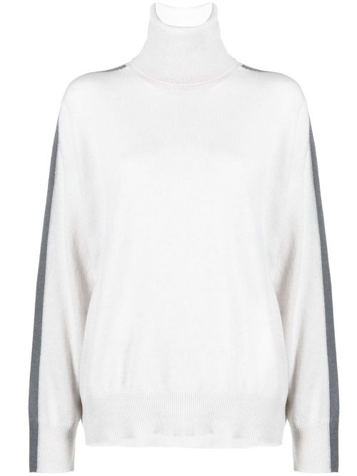 Stripe-detail roll neck jumper - Grey