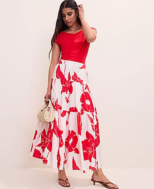 Ann Taylor Floral Tiered Full Skirt