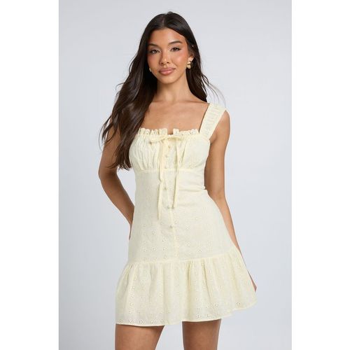 Boohoo Womens Broderie Ruched Bust Mini Dress - Yellow