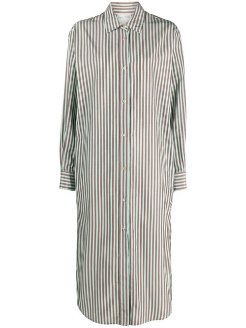 Stripe-patternedshirt dress - Green