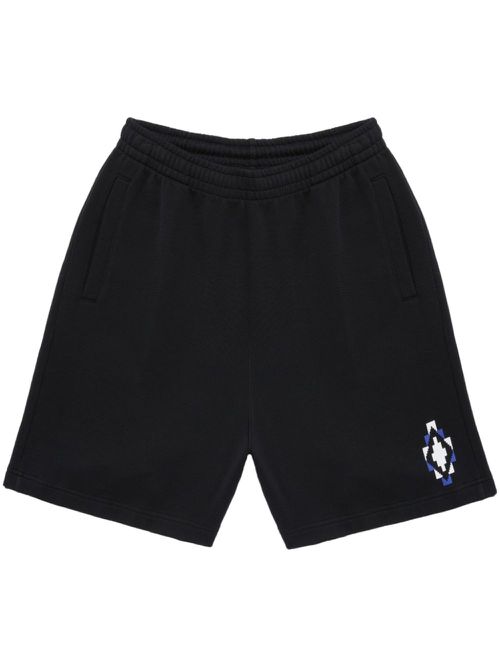 Bandana Cross cotton track shorts - Black