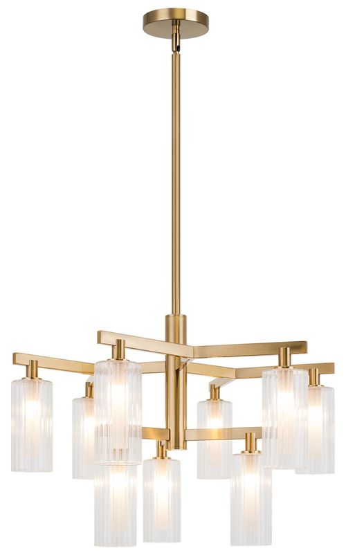 Aged Gold Brass Nine Light Chandelier from the Kristof Collection