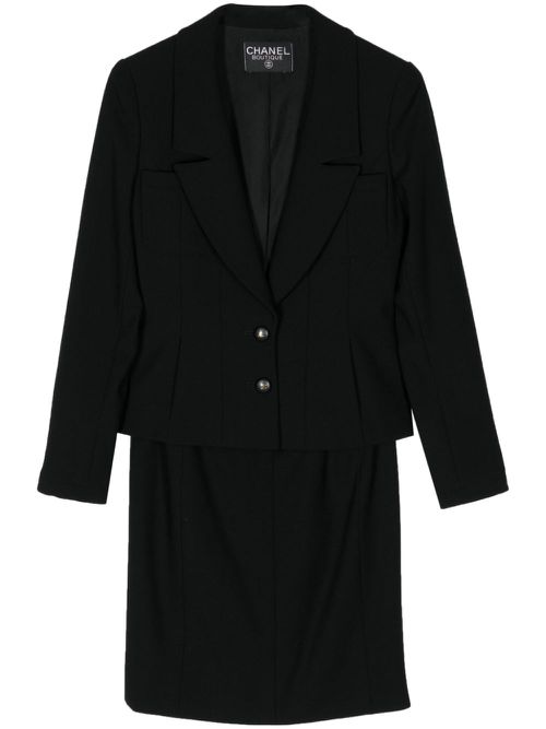 1990s CC wool skirt suit - Black