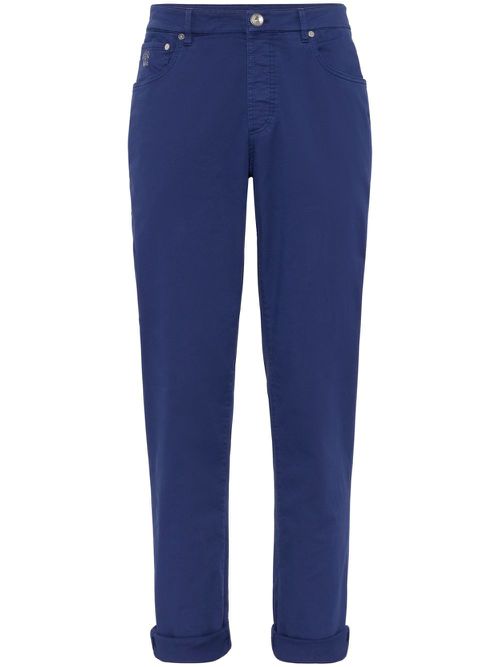 Logo-embroidered chino trousers - Blue