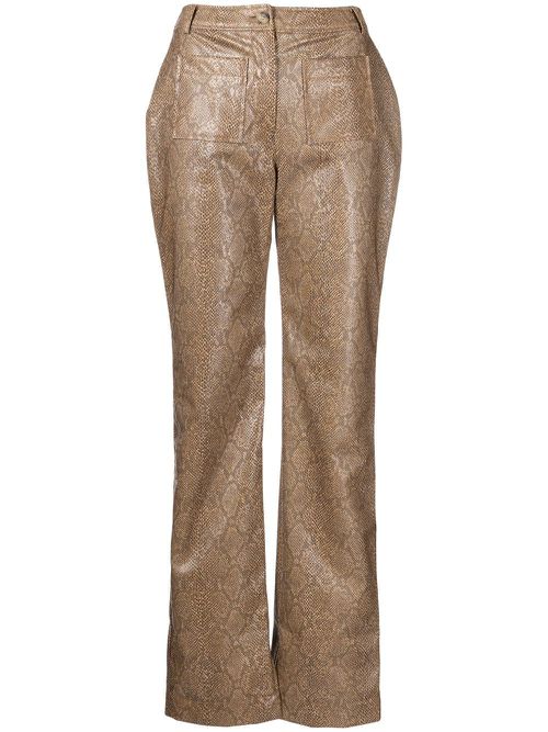 Ellis snakeskin-effect straight trousers - Brown