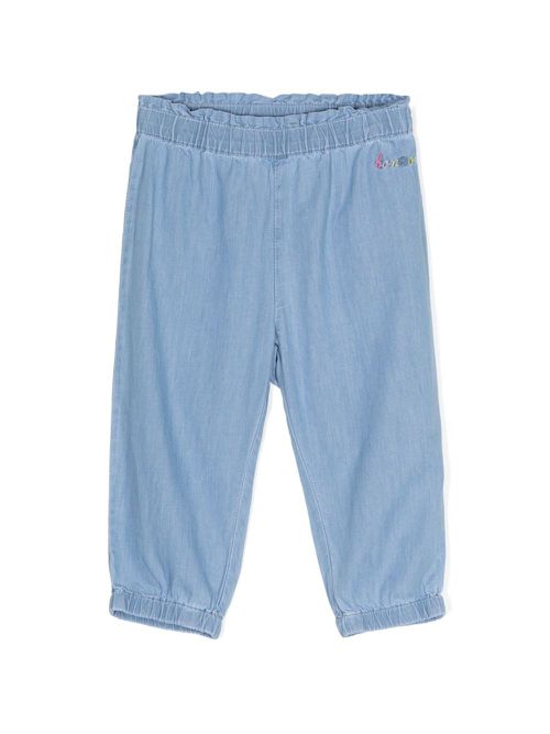Mid-rise chambray tapered trousers - Blue
