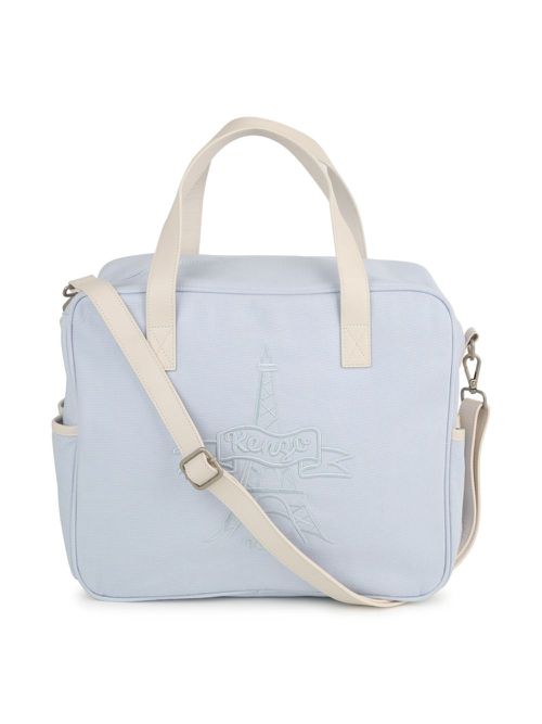 Logo-embroidered canvas changing bag - Blue