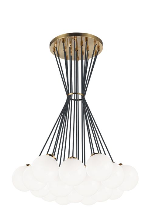 Aged Gold Brass 19 Light Chandelier from the The Bougie Collection