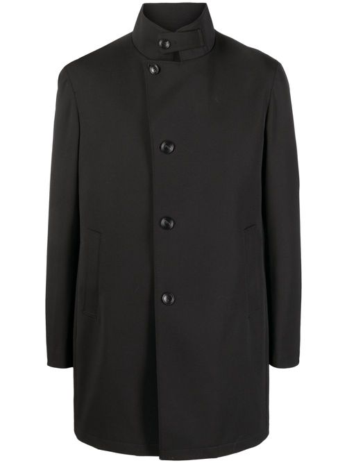 Gordon asymmetric-fastening parka coat - Black