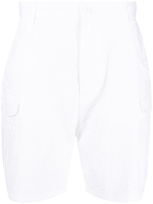 Seersucker cargo shorts - White
