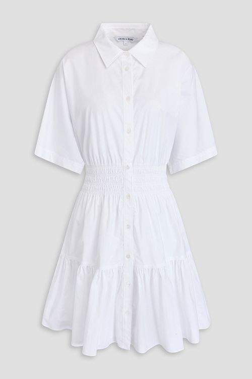 Veronica Beard - Greta cotton-blend poplin mini shirt dress - White - US 12