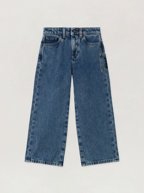 Pa Pocket Wide Leg Denim Pant Kids  Light Blue
