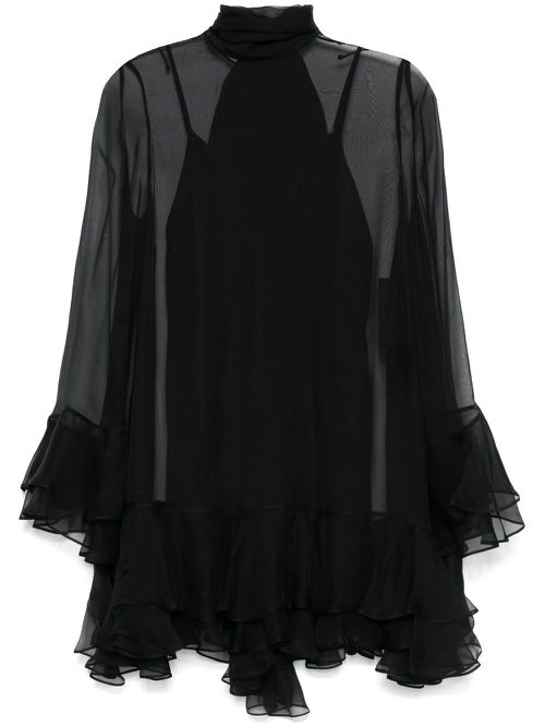 Scarf-detail mini dress - Black